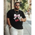 thumbnail image 4 of Men's T-Shirt Red Cherry with Light Pink Bow Short Sleeve Casual Tee Classic Crew Neck T-Shirt for Men, M, 4 of 7