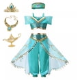 thumbnail image 4 of Disney-vestido de princesa Jasmine para niña, conjunto de ropa de Halloween para fiesta de cumpleaños, Carnaval, Cosplay, lámpara ágica de Aladdín, 4 of 4