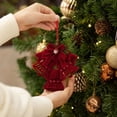 thumbnail image 3 of Velvet Christmas Tree Topper Featuring Dual Bells and Snowflake Accents, Elegant Red Bow Hanging Ornament for Holiday Table and Room Decor, Timeless Festive Tree Star for Cozy, 3 of 4