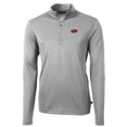 thumbnail image 2 of Men's Cutter & Buck Gray Oklahoma State Cowboys Virtue Eco Pique Recycled Quarter-Zip Jacket, 2 of 3