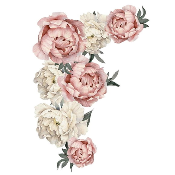 Sticker Mural Fleurs Rose Pivoine Floral Sticker pour Salon Chambre Rose
