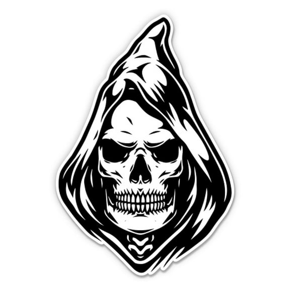 Scary Reaper Skull Hood - 3" Vinyl Sticker - For Car Laptop Water Bottle Phone - Waterproof Decal