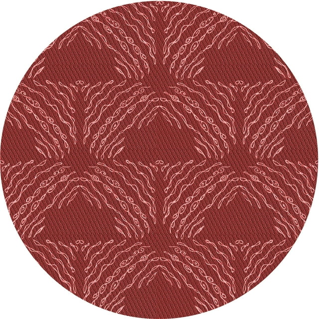 Ahgly Company Tapis d'Intérieur Lavable en Machine Carré Transitionnel Rouge Pamplemousse, 3 Pieds Carré