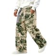 thumbnail image 6 of GrmtClth Pants for Men Camouflage Print Wide Leg Loose Casual Sweatpants Adjustable Drawstring Elastic Waist with Patch Pockets S, 6 of 7