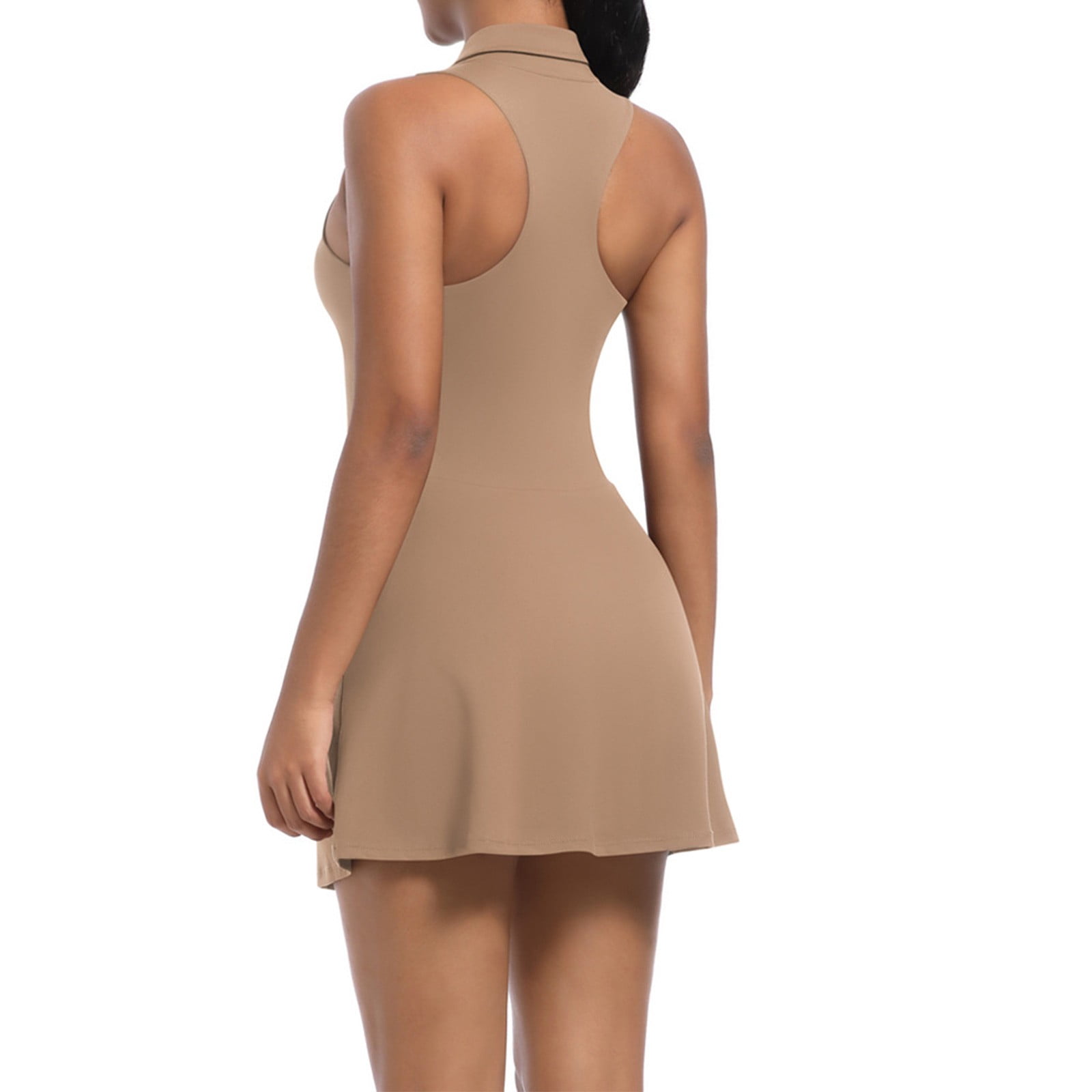Ayolanni Midi Dresses for Women 2026 Tank Sleeveless Crew Neck Dress Solid Color Y2K Athletic Slim Fit Tennis Sundress S