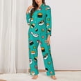 thumbnail image 2 of Fotbe Sushi Conjunto de Pijama de Manga Larga para Mujer con Estampado, Ropa de Dormir de 2 Piezas, Conjunto de Casa Suave y Cómodo con Bolsillos-X-Large, 2 of 7