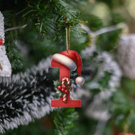 Kbndieu Initial Ornaments for Christmas Tree, Christmas Letter Ornaments Christmas Tree Decorations Christmas Hanging Decor Gifts for Women Men Friends Family Party Indoor I