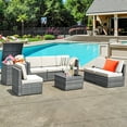thumbnail image 1 of Costway 8 PCS Wicker Sofa Rattan Furniture Set  Patio Furniture w/ Storage Table White, 1 of 10