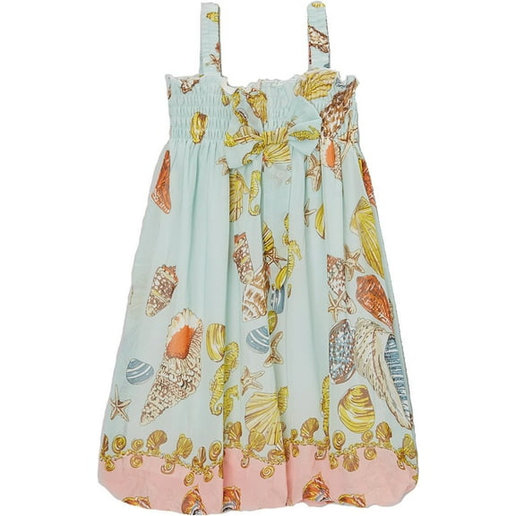 Wenchoice Girl's Teal Shellfish Baby Doll Dress - M(3T-4T)