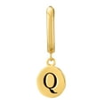 thumbnail image 4 of Sterling Silver 18K Gold Plated Initial Q Disc Drop Huggie Earring, Half-Pair, 4 of 7