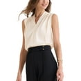 thumbnail image 4 of INSPIRE CHIC Women's Summer Silk Satin V Neck Sleeveless Ruched Tank Top L champagne, 4 of 6