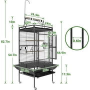 Winkalon 82 Rolling Metal Large Bird Cage with Play Top for Large Pet Birds,Black