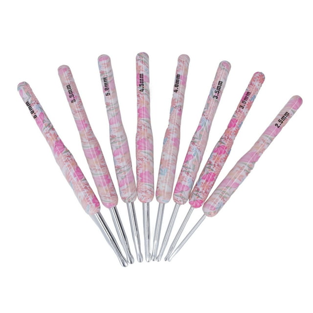 Crochet Hook Set, Ergonomic Design Lightweight Durable Colorful Crochet Hook Printing For Embroidery For Knitters For Sewing Smash Flower