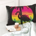 thumbnail image 4 of Fotbe Flamingo And Palm Trees At Sunset Funda de Almohada Decorativa Estilo Occidental, Lujo en Algodón, Fundas para Almohadas King, Cojín Estampado para Decoración del Hogar-14"x20", 4 of 6