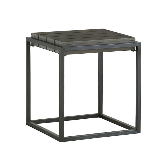 Steve Silver Tekoa Walnut with Dark Gray Metal Base Mixed Media End Table