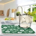 thumbnail image 5 of Dish Drying Mat Kitchen Pad Large Counter Absorbent Dish Mats Drainer White Flowers on Green Background, 5 of 8