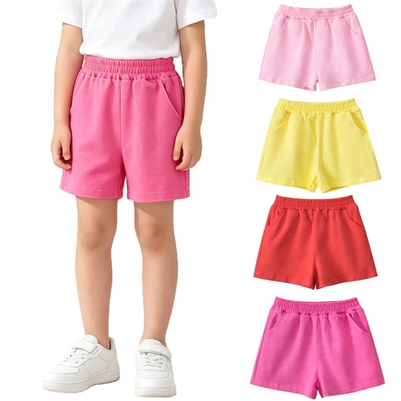 Liyamei Girls Knee Length Shorts with Soft Fabric for Summer Play Size 0-10,Hot Pink