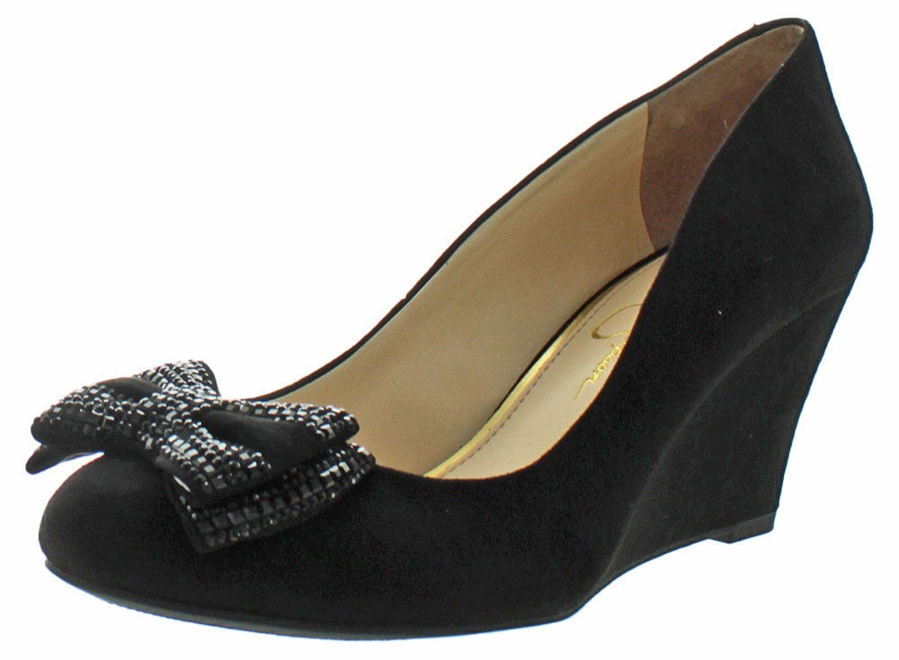 jessica simpson black wedge heels