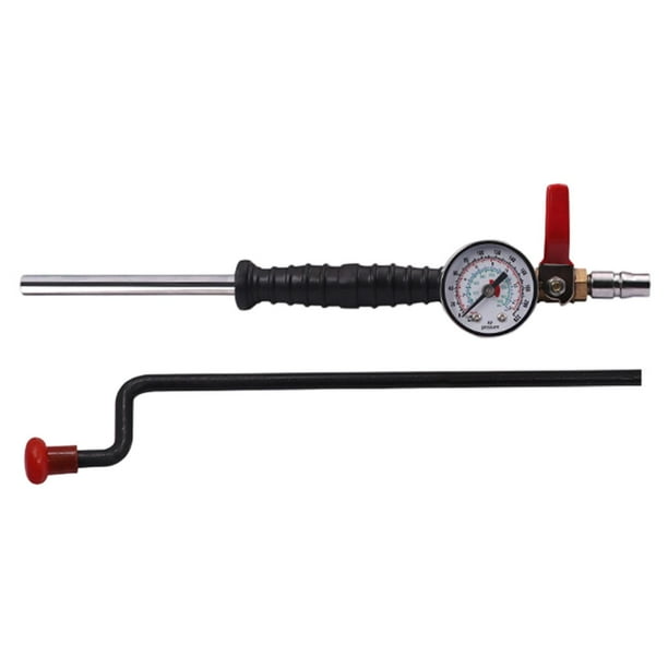 Inflador manual de neumáticos para camiones, bomba de mano de metal profesional, universal, robusto y portátil con manómetro y boquilla de aire.