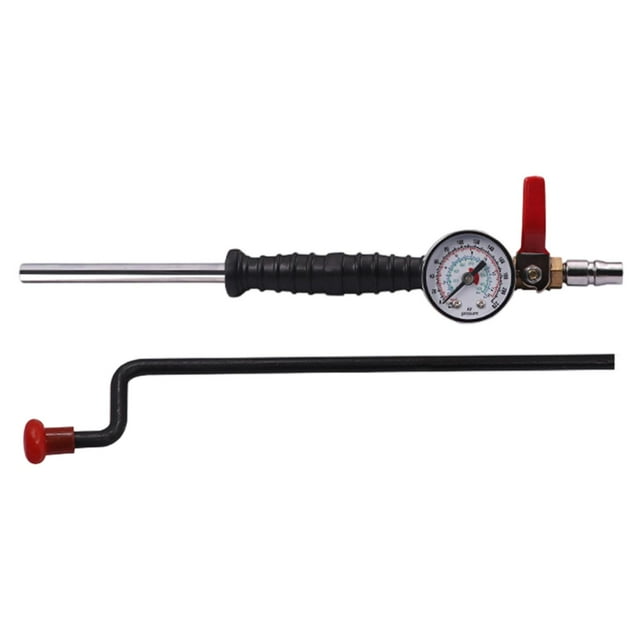 Inflador manual de neumáticos para camiones, bomba de mano de metal profesional, universal, robusto y portátil con manómetro y boquilla de aire.