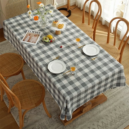 

Woobling Tablecloth Washable Table Cloths -proof Simple Tablecloths Home Decor Decorative Plaid Grey 55 x 79