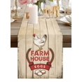 thumbnail image 2 of Farmhouse Chicken Table Runner, Country Retro Farm Barn Eggs Wood Grain Washable Cotton-linen Table Runners Dining Kitchen Decoration for Everyday Home Wedding Party Decor, 13 x 108 Inch, 2 of 9