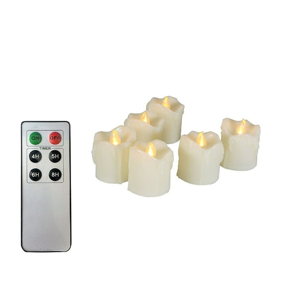 Flameless LED Battery Operated Votive Candles with Remote and Timer 1.5" (D)x2" (H) 6-Pack