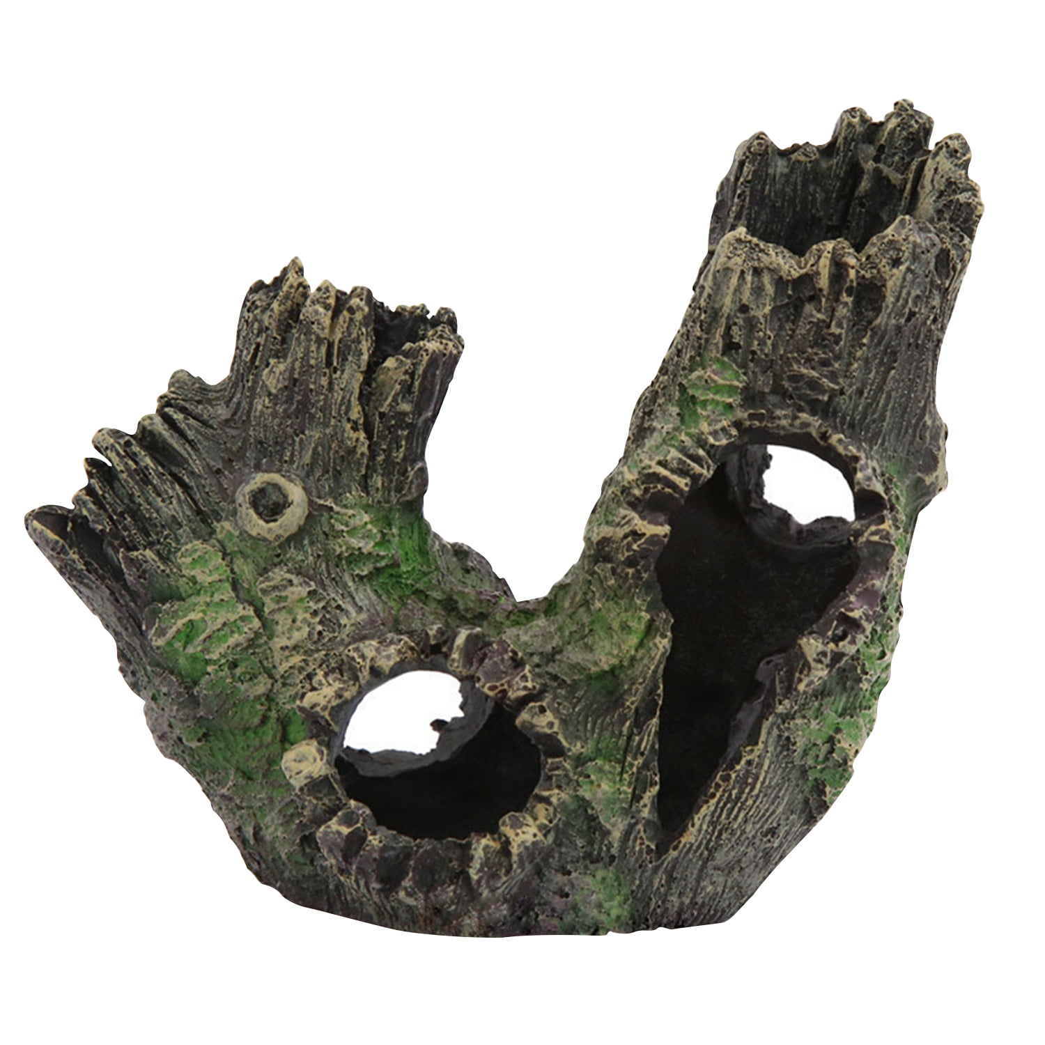 Tomshoo Aquarium Ornament Driftwood Resin Wood Trunk DIY Hollow House Cave Ornament for Fish