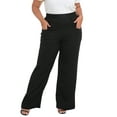 thumbnail image 4 of HDE Womens High Waisted Dress Pants Long Wide Leg Palazzo Trouser Tall S-Plus Black 2X, 4 of 6