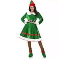 thumbnail image 4 of Rohuuque 5-Piece Christmas Dress Up Set for Women Green Velvet Dress with Matching Hat Belt Socks and Shoes Holiday Party Photo Outfit Green, 4 of 7