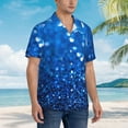 thumbnail image 3 of Balery A Blue Glitter Camisas hawaianas de manga corta para hombre, camisas playeras de corte holgado, camisas de vacaciones con botones,Small, 3 of 7