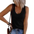 thumbnail image 3 of UTTOASFAY Womans Shirts Women's Solid Tank Tops Sleeveless U-Neck Base Shirt Summer Casual Workout Tees Black 10(XL), 3 of 7