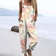 thumbnail image 5 of BODOAO Jumpsuits for Women Casual Square Neck Sleeveless Harem Overalls with Adjustable Straps and Pockets, Stretchy Loose Fit Summer One Piece Romper Outfit Blue L, 5 of 6
