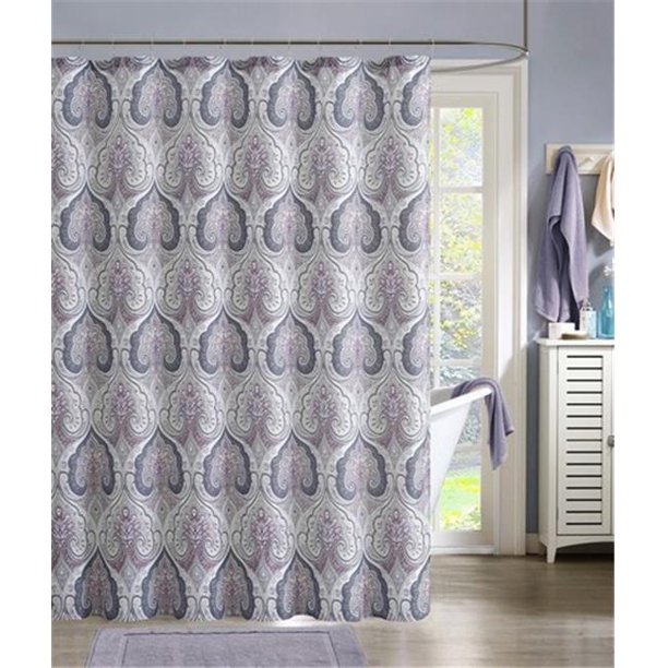 Luxury Home Beryl Faux Silk Shower Curtain Set, Purple 72 x 72 inch