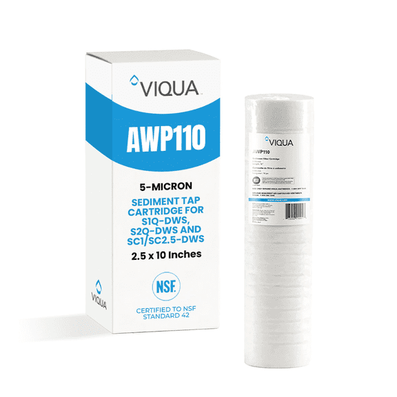 Viqua AWP110 5 Micron Sediment Filter Cartridge, 2.5x10 in, Fits S1Q-DWS/S2Q-DWS/SC1/SC2.5-DWS UV Systems, NSF Certified