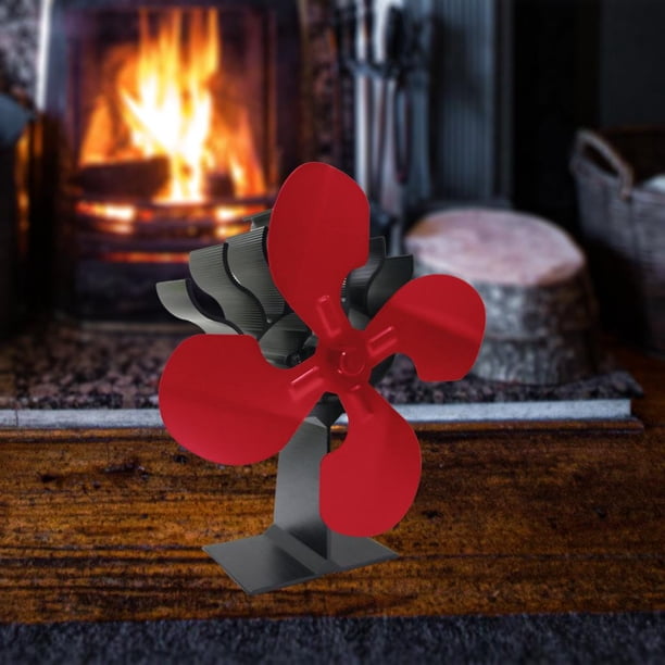 Ventilador de Estufa con Energía Térmica: Funcionamiento Silencioso 4 para Leña / Quemador de Leña / Chimenea: Distribución de Calor Eficiente Y - rojo Macarena Ventilador de chimenea