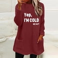 thumbnail image 2 of Lovskoo Women's Fuzzy Fleece Sweatshirt Pullover Tops Crewneck Long Sleeve Pocket Printed Winter Thick Warm Plush Top Claret, 2 of 5