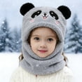 thumbnail image 2 of VNKIDY Girls Boys Earflap Hats Kids 2-in-1 Hood With Attached Scarf Plush Warm Pullover Hat For Winter Outdoor Daily Wear Grey, 2 of 4