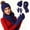 Navy, variant on feimajia Solid Knitted Hat Three-piece Set for Winter Warm and Cold-proof Thick Outdoor Wool Hat Scarf Gloves Set