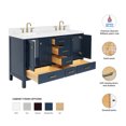 thumbnail image 3 of ARIEL Cambridge 60 Inch Midnight Blue Bathroom Vanity Double Sink, Solid Wood, Carrara White Quartz Countertop, 1.5-Inch Edge, Rectangular Undermount Sinks, 4 Soft Closing Doors, 6 Drawers, 3 of 10