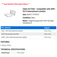 thumbnail image 2 of Cabin Air Filter - Compatible with 2009 - 2014 International LoneStar 2010 2011 2012 2013, 2 of 2