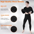 thumbnail image 5 of Mens Thermal Underwear Set Skiing Winter Warm Base Layers Tight Top & Bottom Set with Fleece Lined, Black, XL, 5 of 7