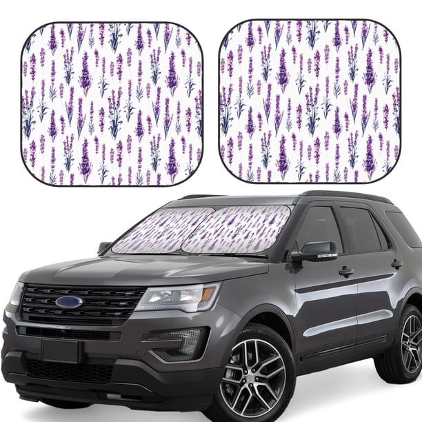 Fotbe Lavender Flowers Juego de 2 Piezas de Parasoles para Parabrisas | Bloqueador Solar para Auto | Accesorios Plegables para Protección Solar Interior-Medium