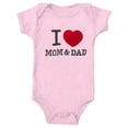 thumbnail image 2 of Toddler Girls Boys I Love Mom&Dad Rompers Short Sleeve Baby Bodysuits Soft Triangle Romper For Casual Summer Spring Jumpsuit Cute Outfits 6-12 Months, 2 of 3
