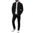 thumbnail image 2 of Ceisia Men's Slim Fit Waffle Knit 2-Piece Set Long Sleeve Zip-Up Jacket with Elastic Waist Drawstring Pants Gifts, 2 of 6