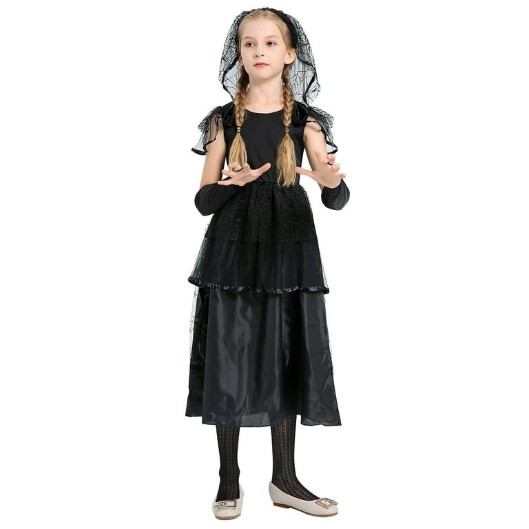 Corpse Bride Cosplay Costume Girls Black Scary Halloween Dress