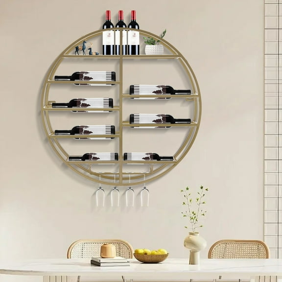Griptix Wall Mounted Round Wine Rack Wine Display Shelf Storage Can Hotel Bar Decor 11CM