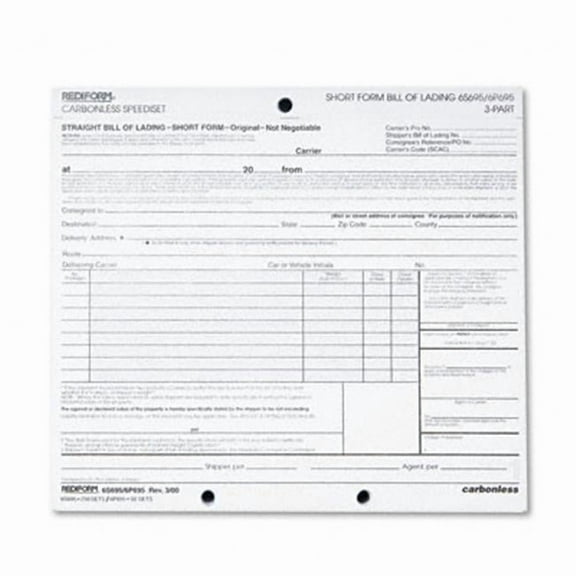 Rediform  Shipping Bill of Lading 8-1/2 x 7 3-Part 50 Loose Form Sets Pack