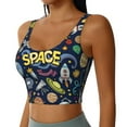 thumbnail image 2 of Fotbe Colorful Space Pattern Womens' Sports Bra Longline Wirefree Padded with Medium Support Sports Moisture-Wicking Workou Vest,Tank Top-X-Large, 2 of 9