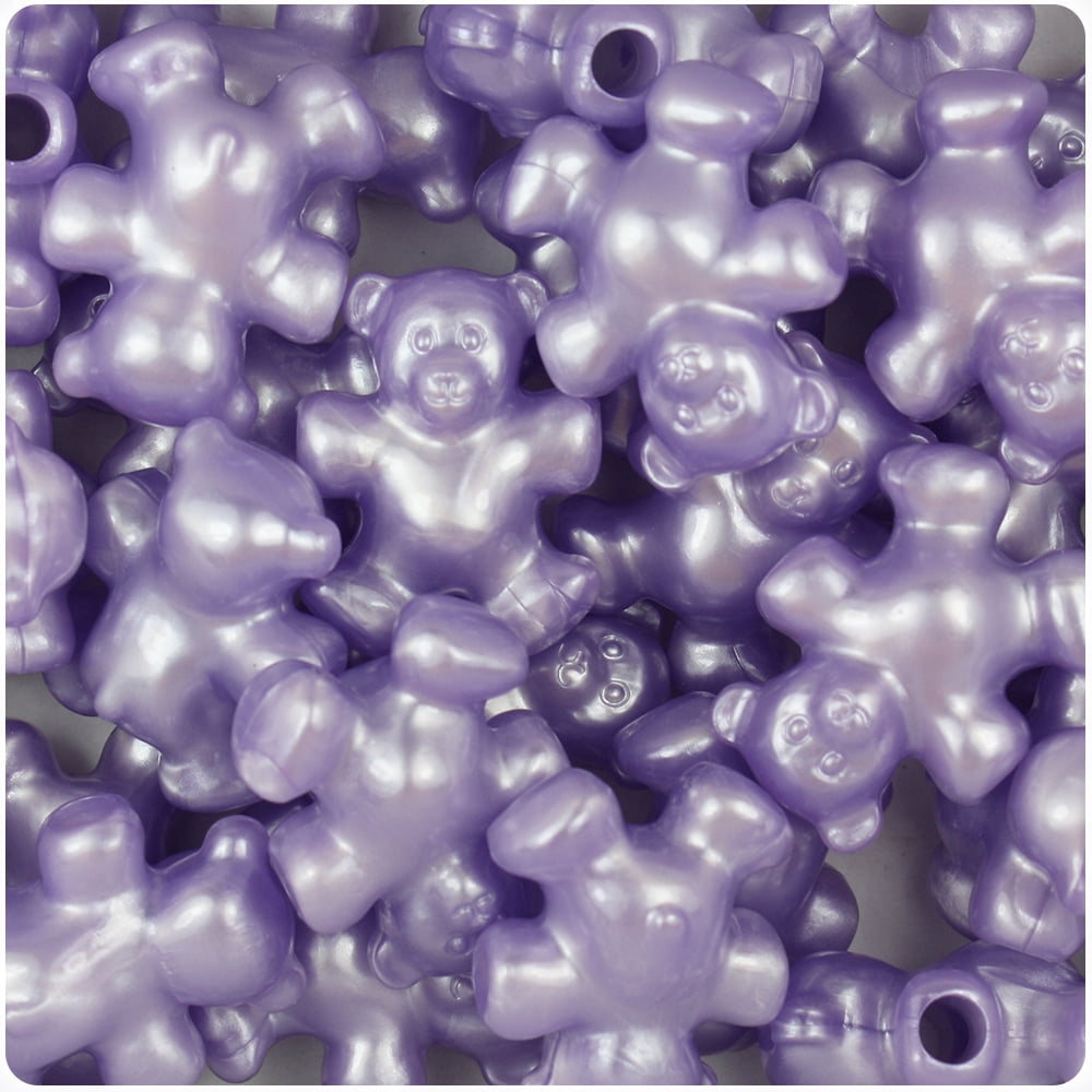 BeadTin Gold Pearl 25mm Teddy Bear Plastic Pony Beads (24pcs)